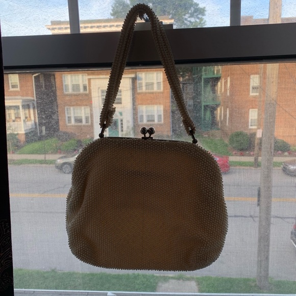 Vintage 50s white beaded handbag - Picture 2 of 6